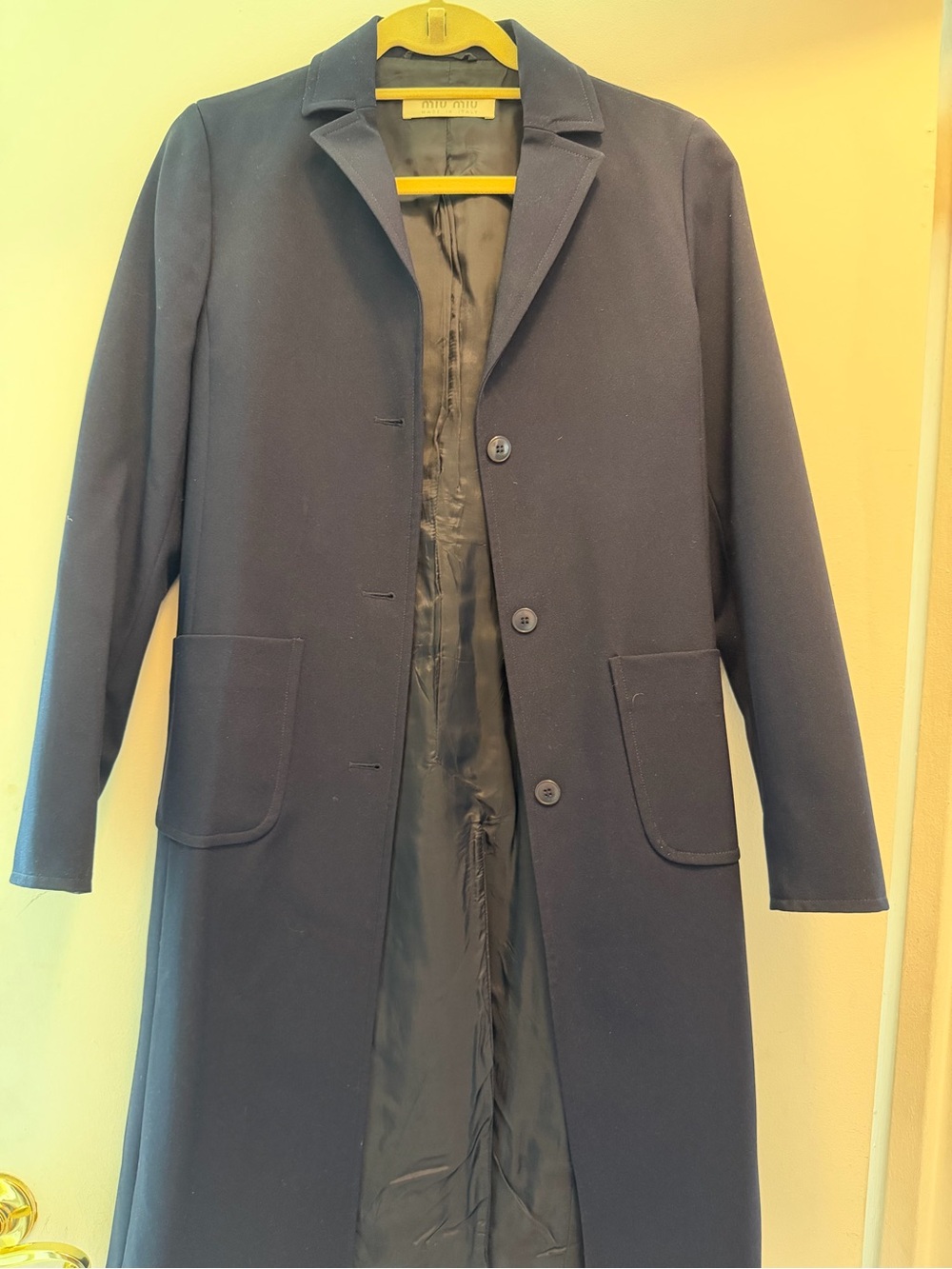 Miu Miu Navy Single-Breasted Long Coat